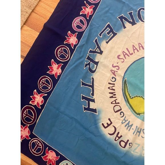 Peace on Earth Silk Screen Painting Hanging Tapestry 36” x 36” VB - Picture 3 of 4